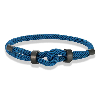Adjustable Rope Bracelet Black Steel Charm, Waterproof & Durable deideas