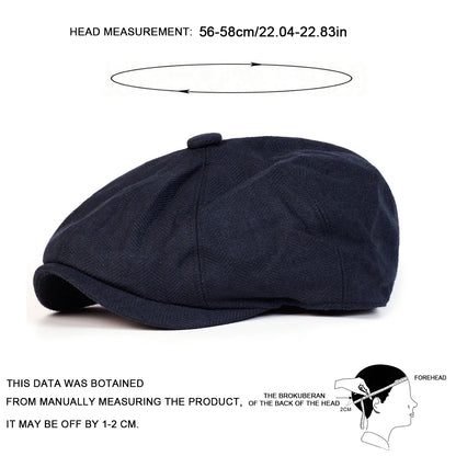 Retro Herringbone Newsboy Cap - British Painter's Beret Unisex