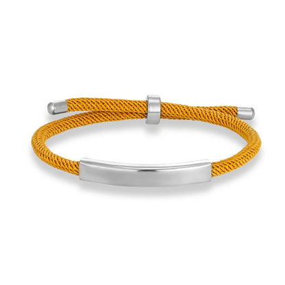 Custom Engraved Rope Bracelet - Stainless Steel, Adjustable, 15 Colors, Personalized