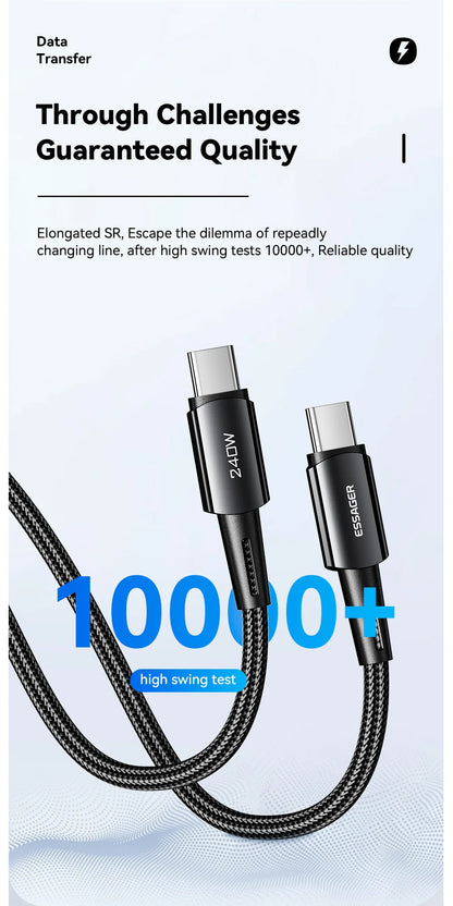 Cable USB-C a USB-C 240W - Carga Rápida 6A, PD 3.1
