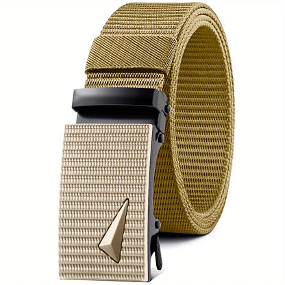 Cinturón automático para hombre con hebilla de metal y nailon, informal, para deportes al aire libre y trabajo