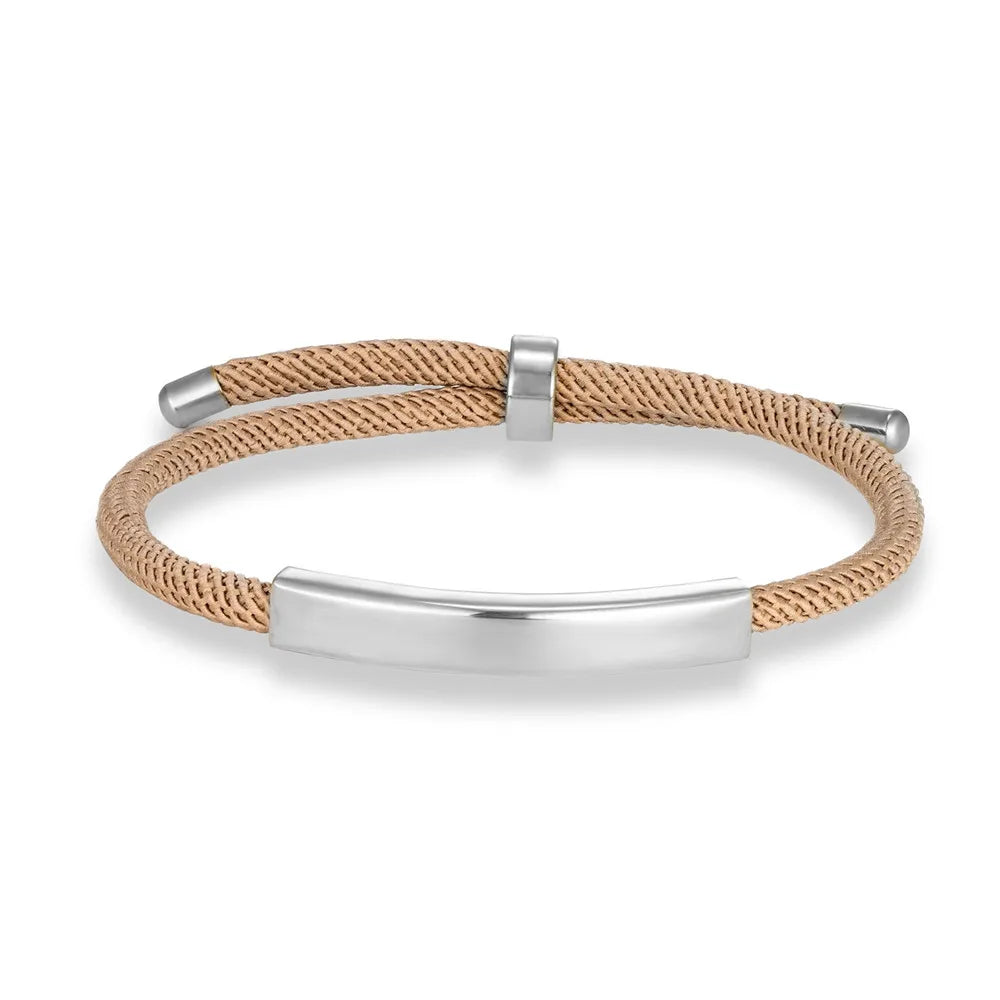 Custom Engraved Rope Bracelet - Stainless Steel, Adjustable, 15 Colors, Personalized