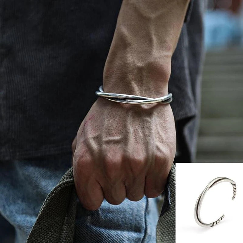 Feather Cuff Bracelet Adjustable Metal Bangle for Men & Women