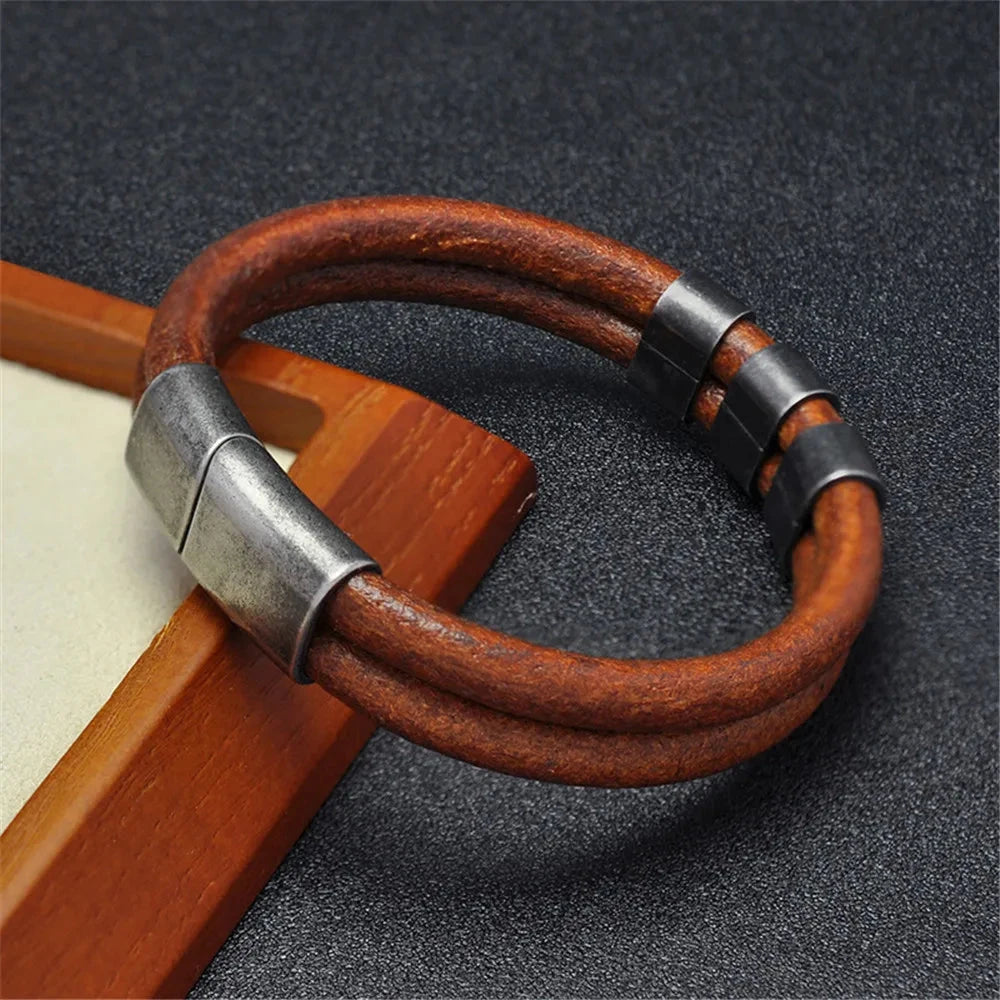 Equestrian Edge Vintage Double Strand Leather Bracelet deideas
