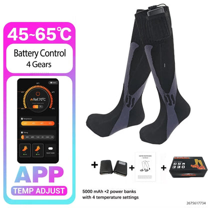 Premium Heated Socks - Rechargeable 5000mAh Electric Foot Warmers | Winter Sports & Outdoor