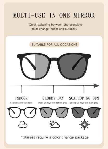 Gafas de sol fotocromáticas de montura grande - Gafas de moda UV400 para oficina y exterior