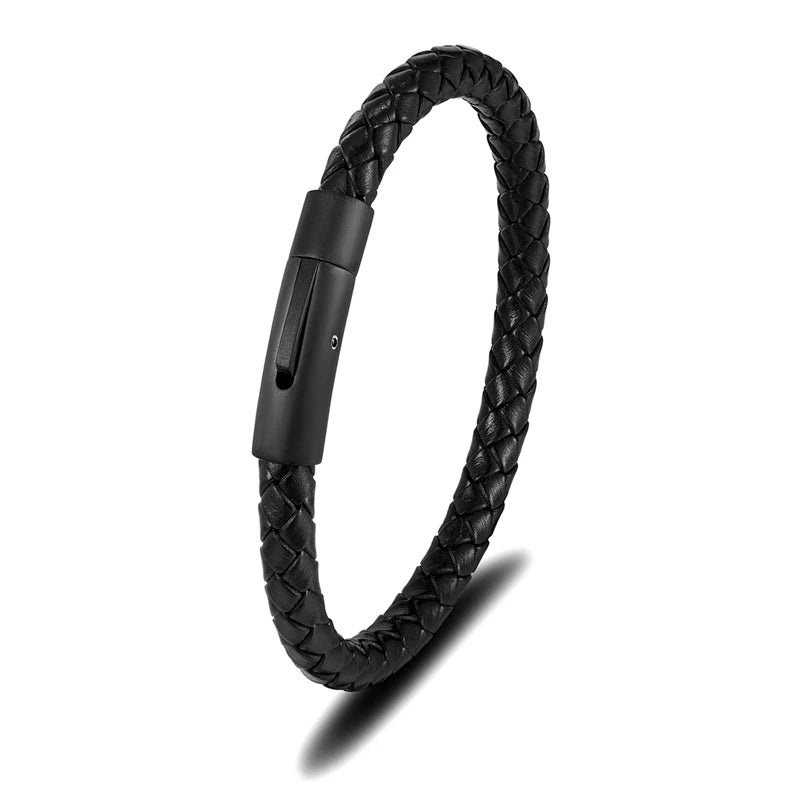Braided Leather Bracelet with Magnetic Clasp - Premium Golf Accessory