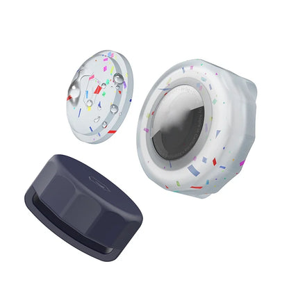 Three electronic devices with colorful sprinkles on a white background