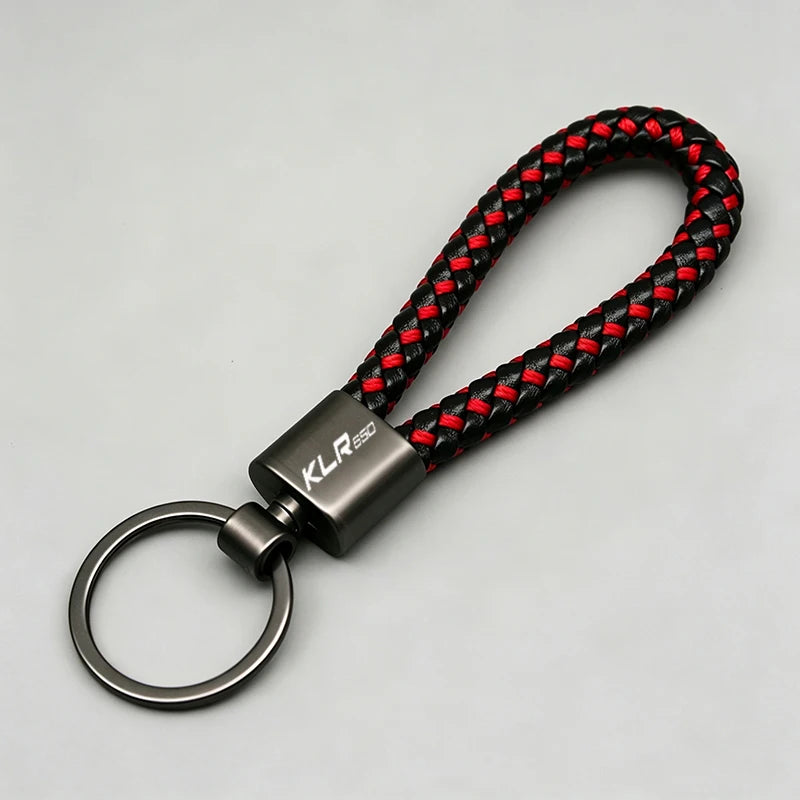Braided Rope Aluminum Keychain for Kawasaki KLR 650 – Moto & Car Key Fob