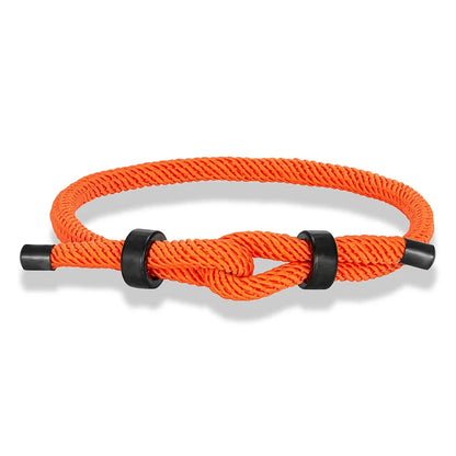 Adjustable Rope Bracelet Black Steel Charm, Waterproof & Durable deideas