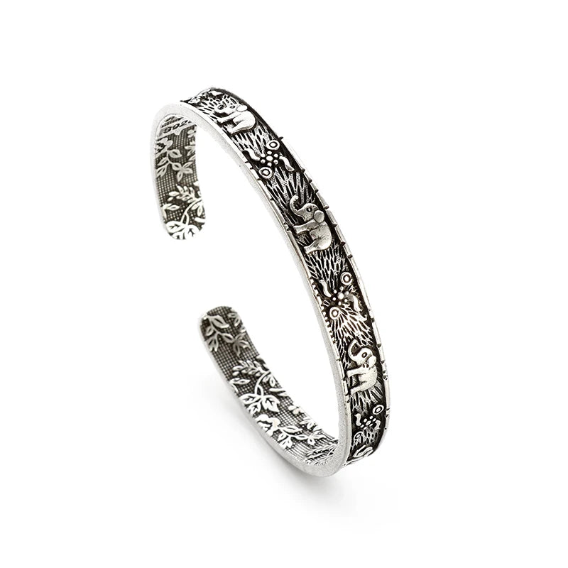 Feather Cuff Bracelet Adjustable Metal Bangle for Men & Women