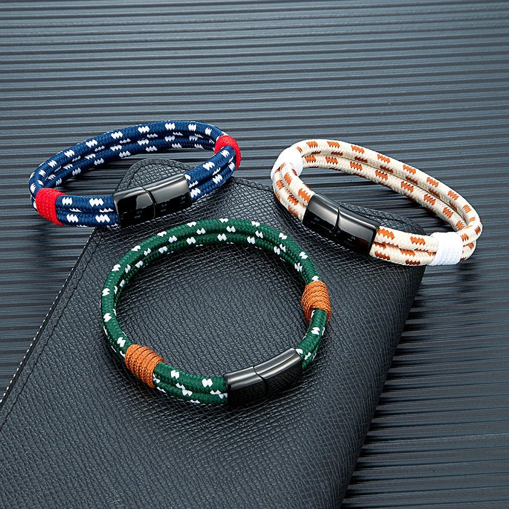 Fashion Nautical Bracelet  Woven Rope with Stainless Steel Accent deideas