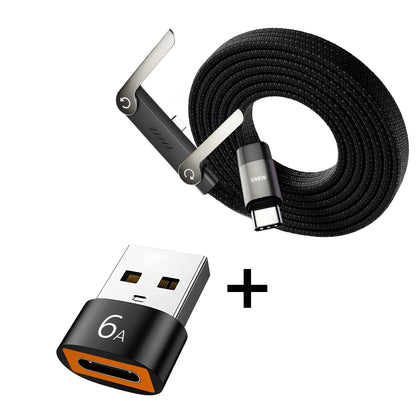 Cable de carga rápida de 240W con soporte plegable - USB-C a USB-A 2 en 1