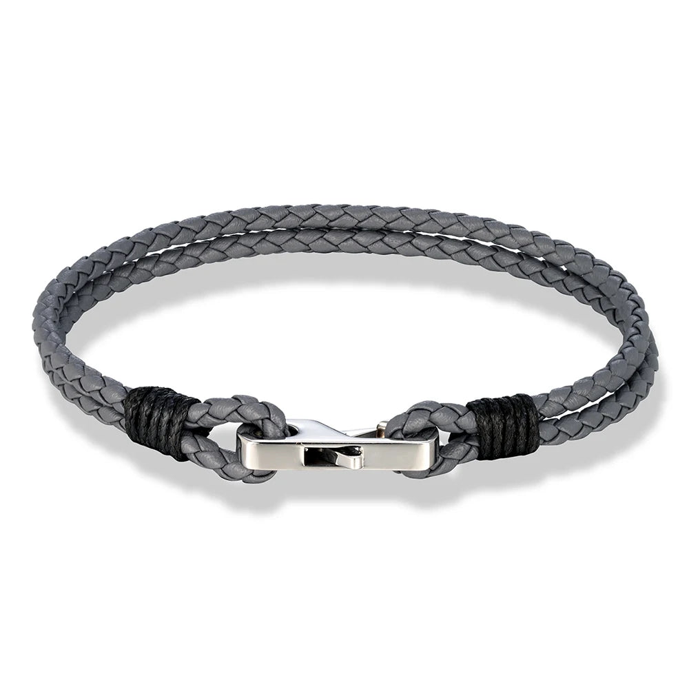 3mm Genuine Leather Bracelet – 316L Steel Square Buckle | Men’s Classic Style