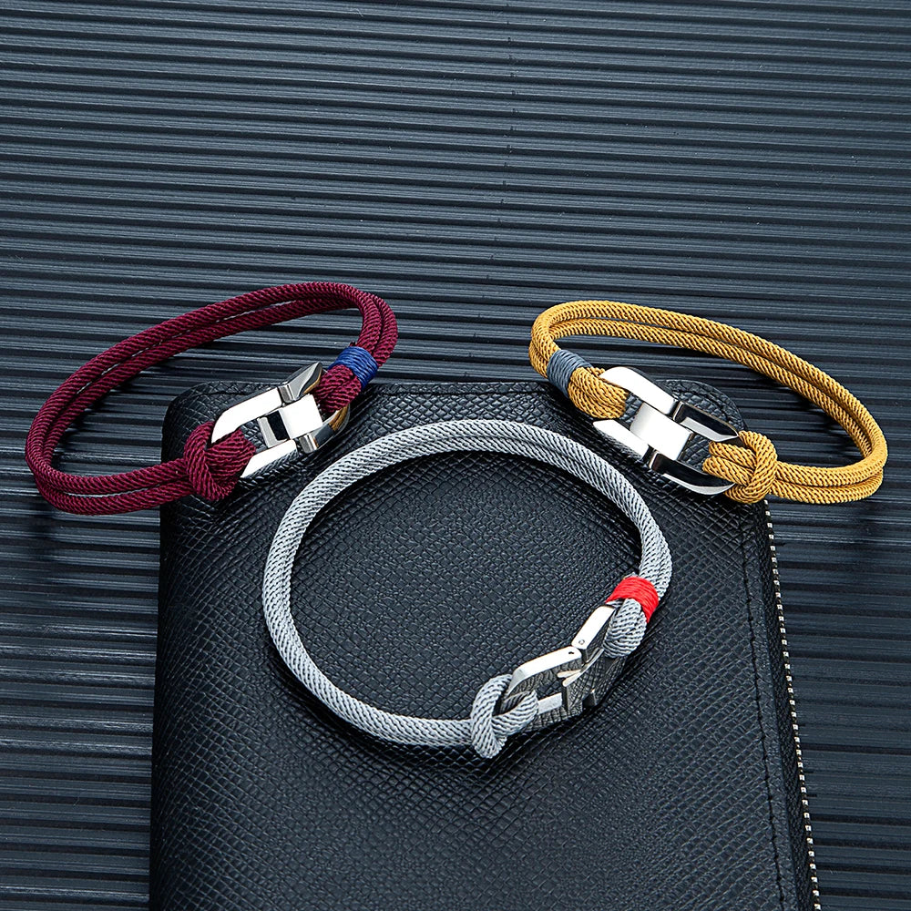Braided Rope & Steel Anchor Bracelet – Couples Nautical Style