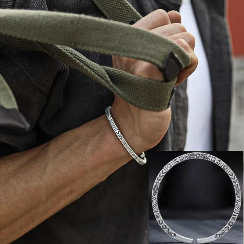 Feather Cuff Bracelet Adjustable Metal Bangle for Men & Women