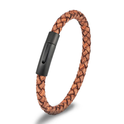 Braided Leather Bracelet with Magnetic Clasp - Premium Golf Accessory