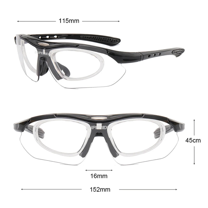 Photochromic Cycling Sunglasses - UV400, 152mm Wide, CE Certified, With/Without Case