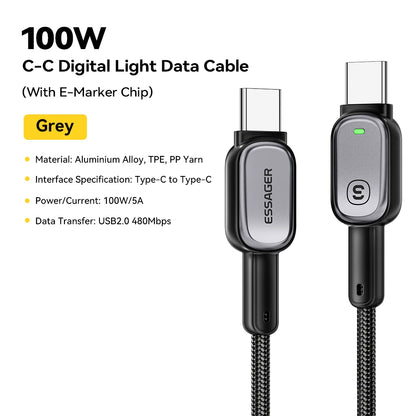 USB-C to USB-C Cable with LED Display 100W - Smart Fast Charging Cable | Universal Devices