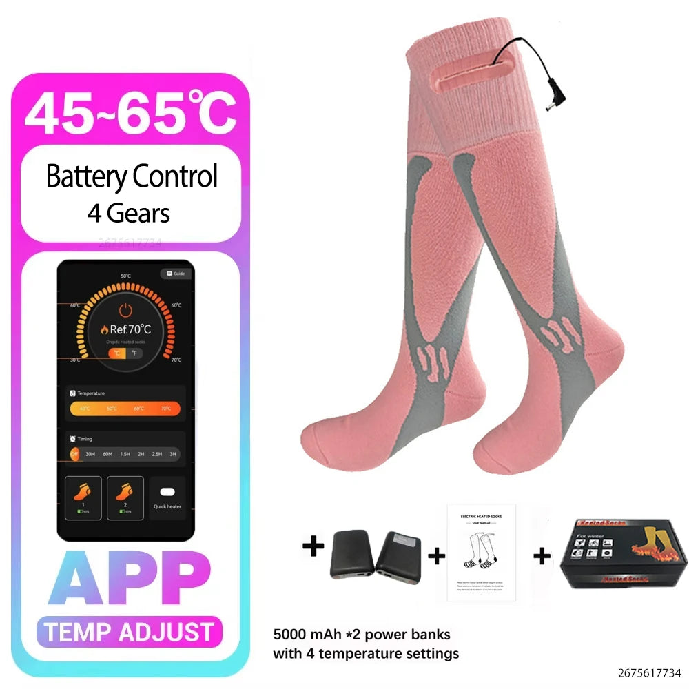 Premium Heated Socks - Rechargeable 5000mAh Electric Foot Warmers | Winter Sports & Outdoor