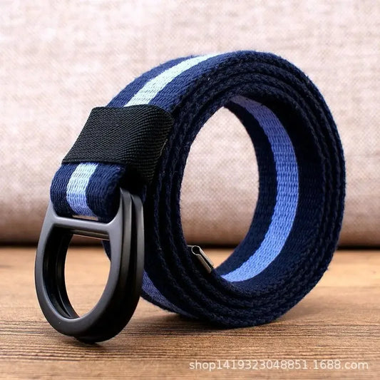 Cinturón de lona a rayas adaptable unisex