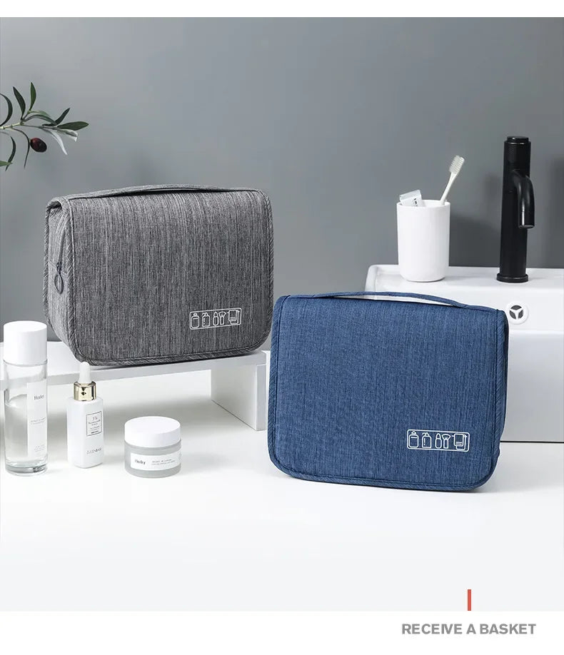 Waterproof Hanging Toiletry Bag - Oxford Fabric, 19x10x24cm, 3 Colors