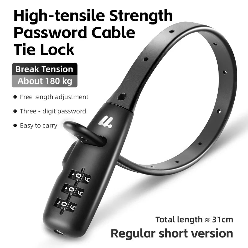 Portable Cable Combination Lock - Zinc Alloy, 3-Digit, 31cm & 53cm, Helmet & Bike