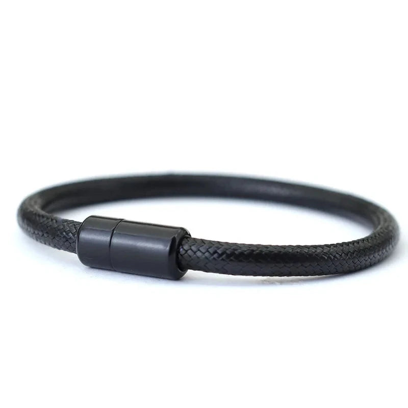 IronTide Leather and Rope Punk Bracelet with Magnetic Closure deideas