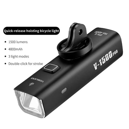 Rechargeable Bike Light - Up to 1500 Lumens, IPX6, 4800mAh, USB, 6 Models