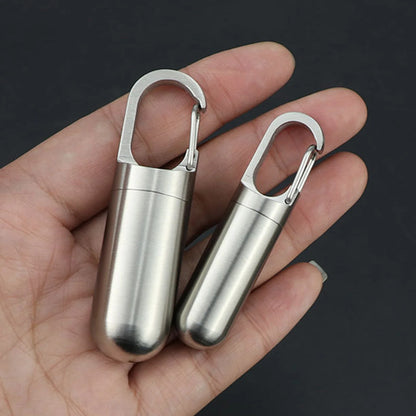 Waterproof Stainless Steel Pill Keychain Container - Portable Medicine Holder, 3 Sizes