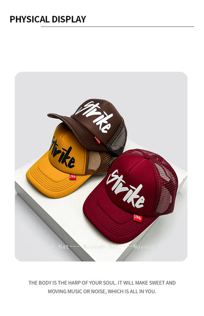 Strike Printed Letter Trucker Cap, Unisex