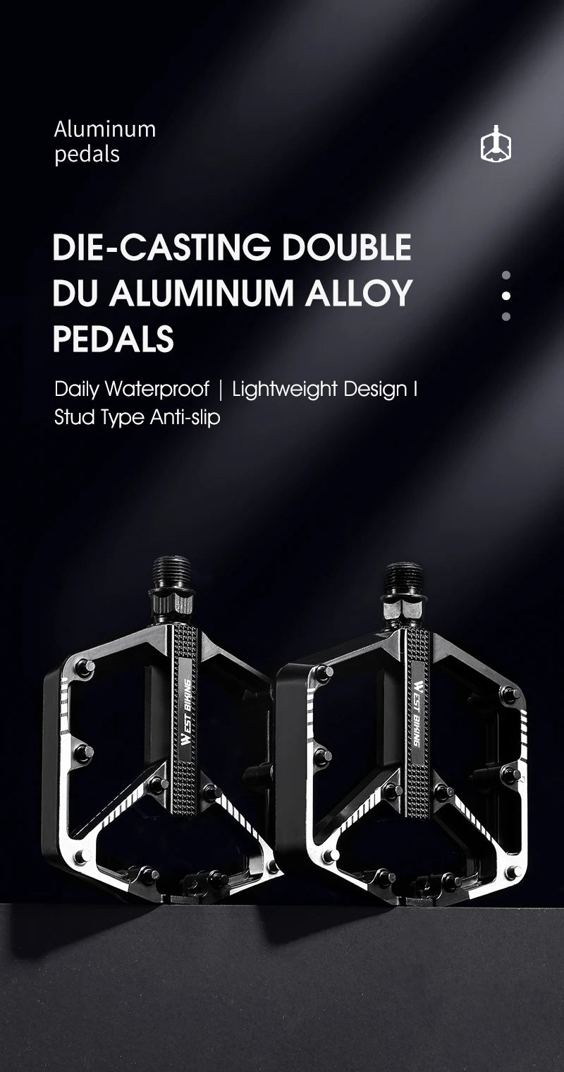 Aluminum Alloy Bicycle Pedals - DU Bearings, Anti-Slip, 12.6x10.3cm, 400g/pair