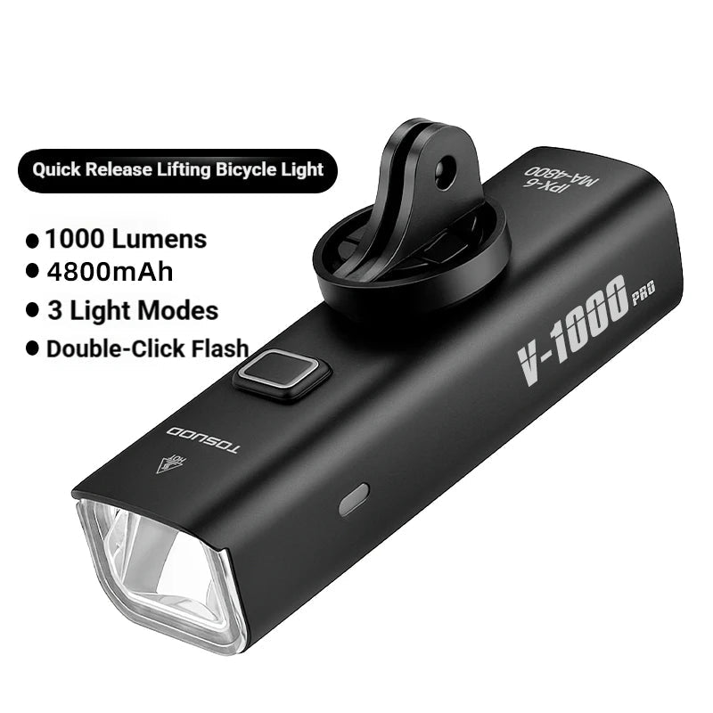 Rechargeable Bike Light - Up to 1500 Lumens, IPX6, 4800mAh, USB, 6 Models