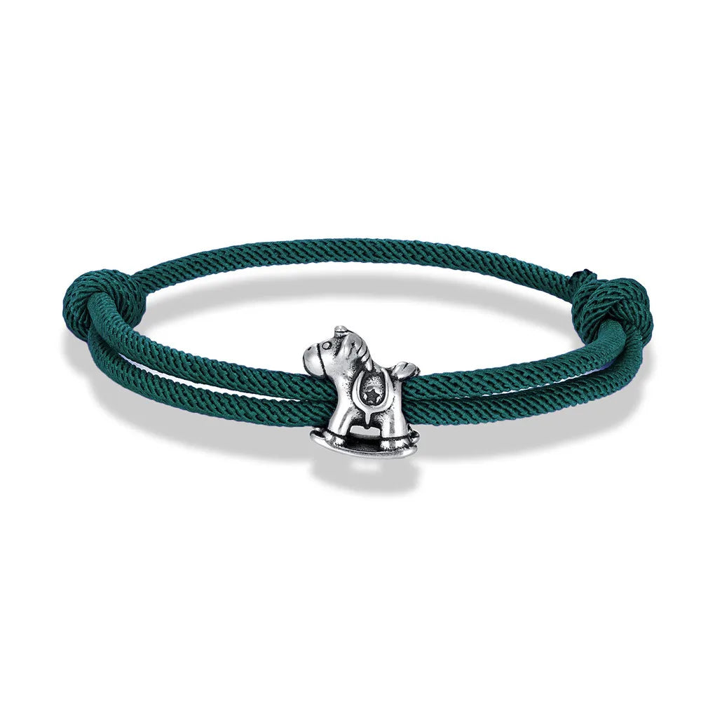 Equestrian Spirit Bracelet Stainless Steel Horse Charm on Adjustable Rope deideas