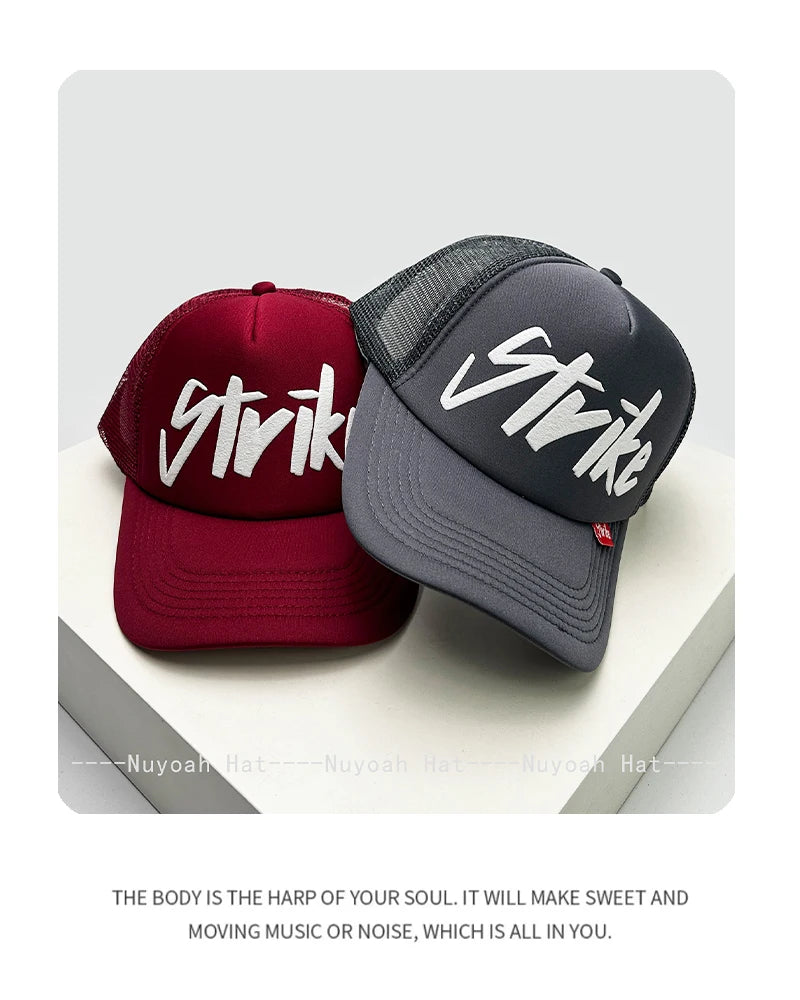 Strike Printed Letter Trucker Cap, Unisex