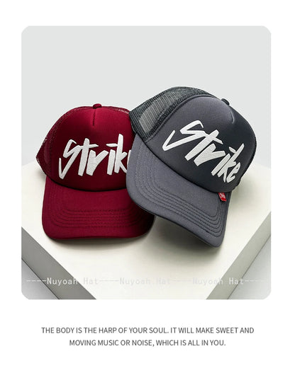 Strike Printed Letter Trucker Cap, Unisex
