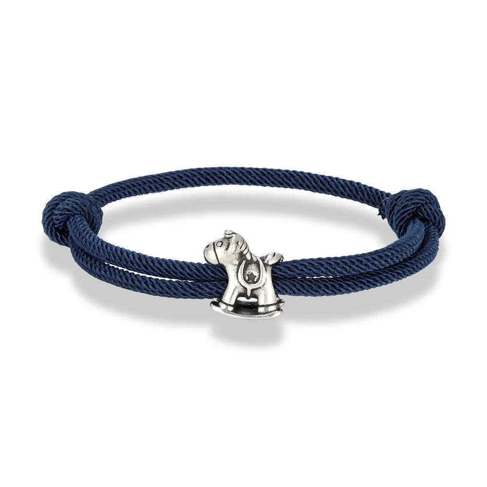 Equestrian Spirit Bracelet Stainless Steel Horse Charm on Adjustable Rope deideas