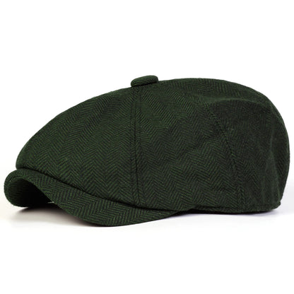 Retro Herringbone Newsboy Cap - British Painter's Beret Unisex