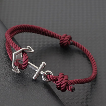 Pulsera de Cuerda con Ancla Marina – Hecha a Mano Ajustable | Estilo Playa y Surf
