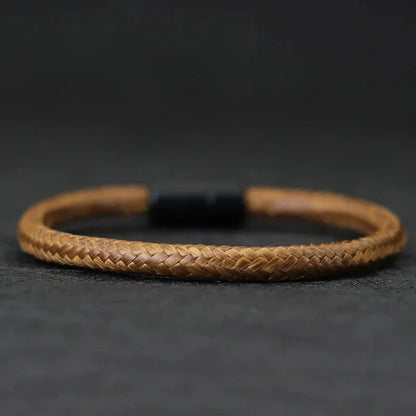 IronTide Leather and Rope Punk Bracelet with Magnetic Closure deideas