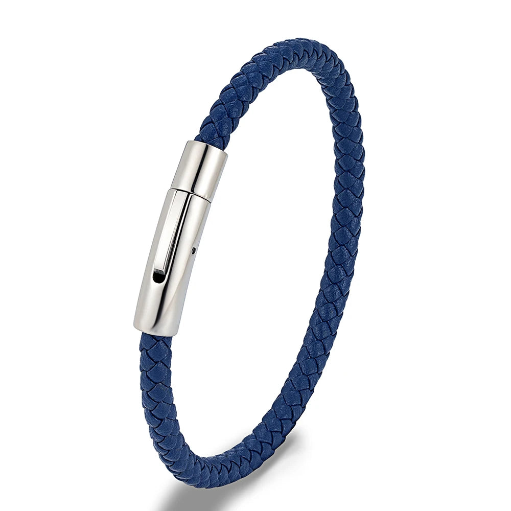 Braided Leather Bracelet - Magnetic Clasp Wristband for Men & Women