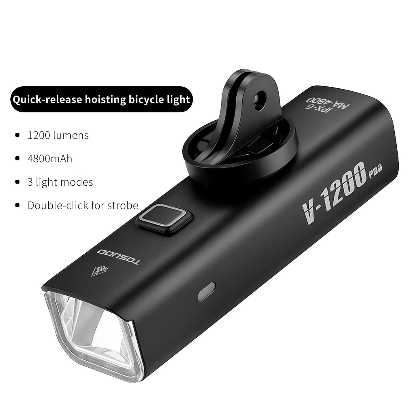 Rechargeable Bike Light - Up to 1500 Lumens, IPX6, 4800mAh, USB, 6 Models