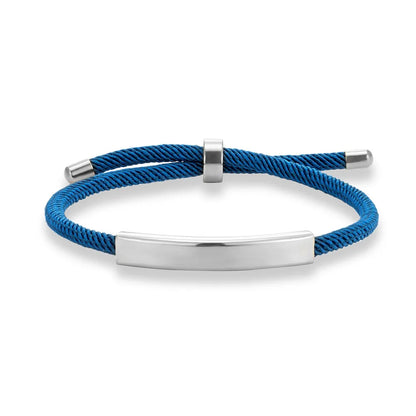 Custom Engraved Rope Bracelet - Stainless Steel, Adjustable, 15 Colors, Personalized