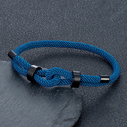 Adjustable Rope Bracelet Black Steel Charm, Waterproof & Durable deideas