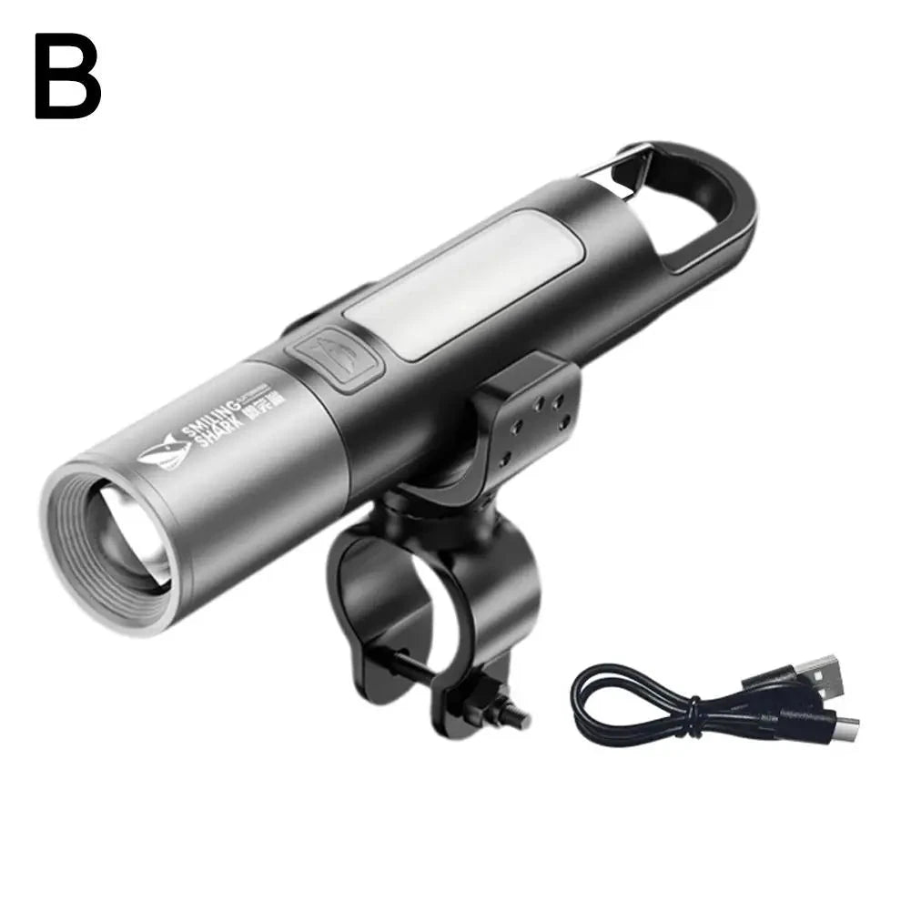 Waterproof USB Rechargeable LED Flashlight with Bicycle Stand deideas