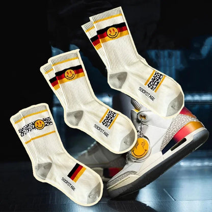 Striped Cotton Socks 3-Pack Gift Box – Unisex Skateboarding & Street Style