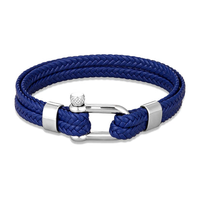 Pulsera Náutica de Ancla - Cuero Trenzado, Acero Inoxidable, 5 Colores, 3 Tallas, Unisex