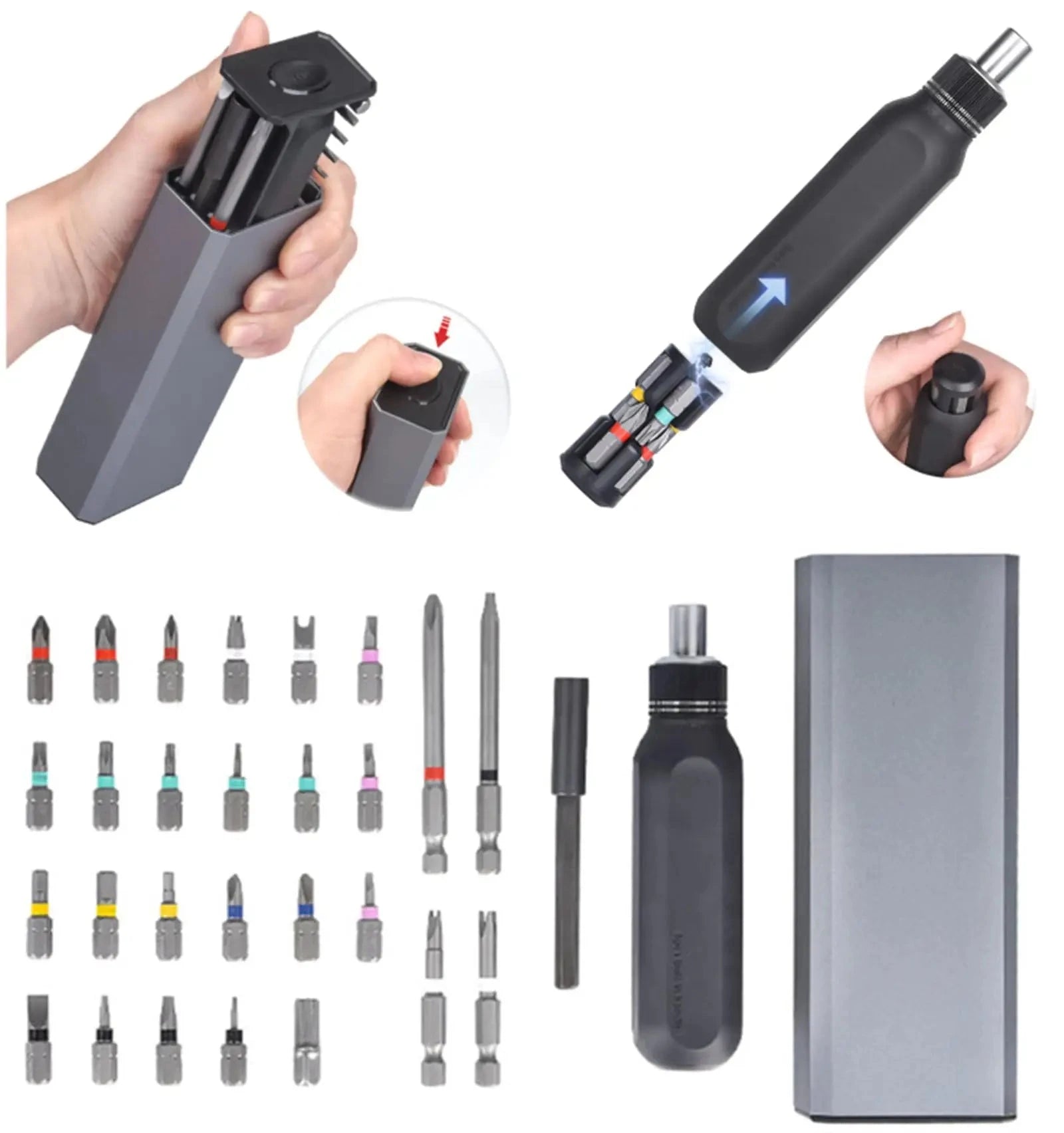 Ratchet precision screwdriver with Phillips Torx magnetic drill bit deideas