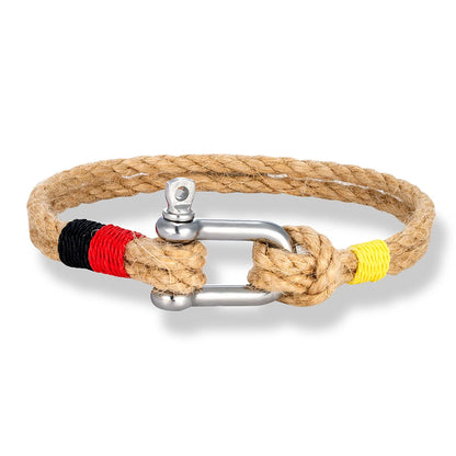 Hemp Rope Bracelet - Stainless Steel Shackle