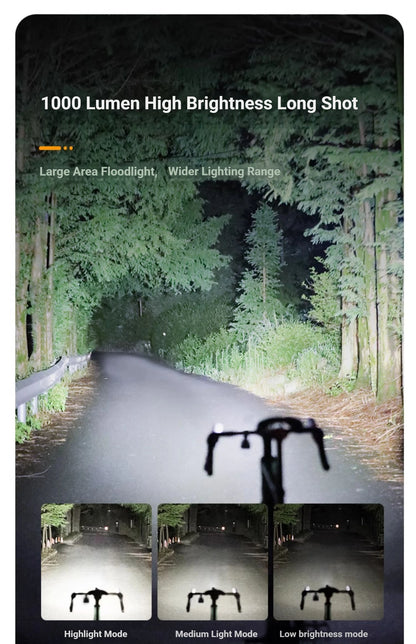 Rechargeable Bike Light - Up to 1500 Lumens, IPX6, 4800mAh, USB, 6 Models